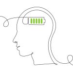 One,Continuous,Line,Drawing,Of,Head,With,Full,Battery,Level.