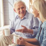 Handsome,Old,Man,And,Beautiful,Young,Girl,Are,Drinking,Tea,