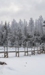 Walking,Bridge,Across,The,Strait,Of,Malonsalmi,And,Winter,View