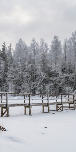 Walking,Bridge,Across,The,Strait,Of,Malonsalmi,And,Winter,View